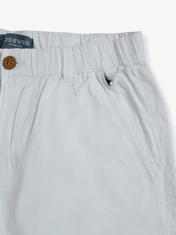 Beevee white solid cotton track pant