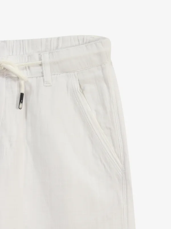 BEEVEE white solid cotton trackpant