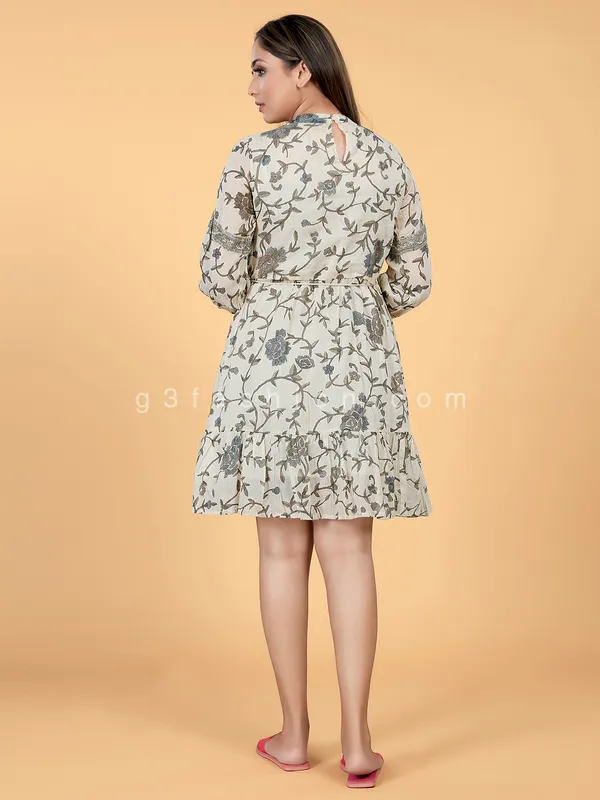 Beige and balck cotton printed kurti