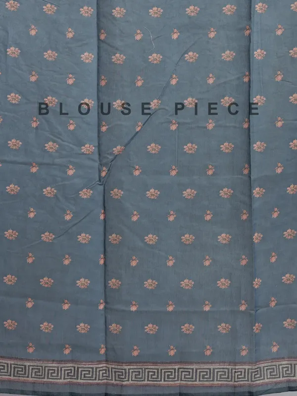 Beige and blue semi cotton saree