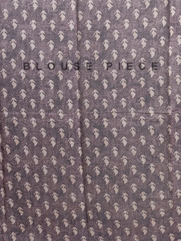 Beige and brown printed semi cotton saree