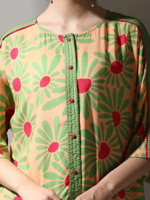 Beige and green printed co ord set