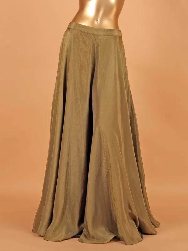 Beige and olive cotton silk palazzo suit