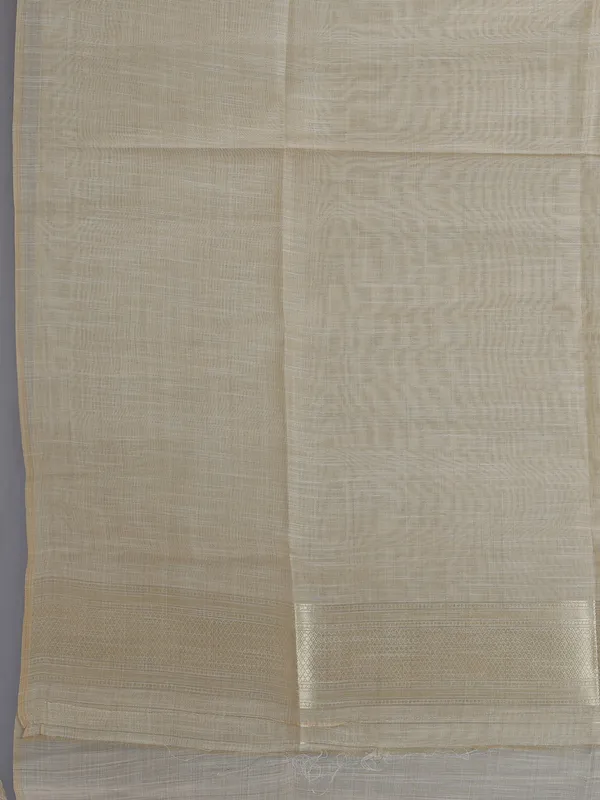 Beige and sky blue elegant work with print saree