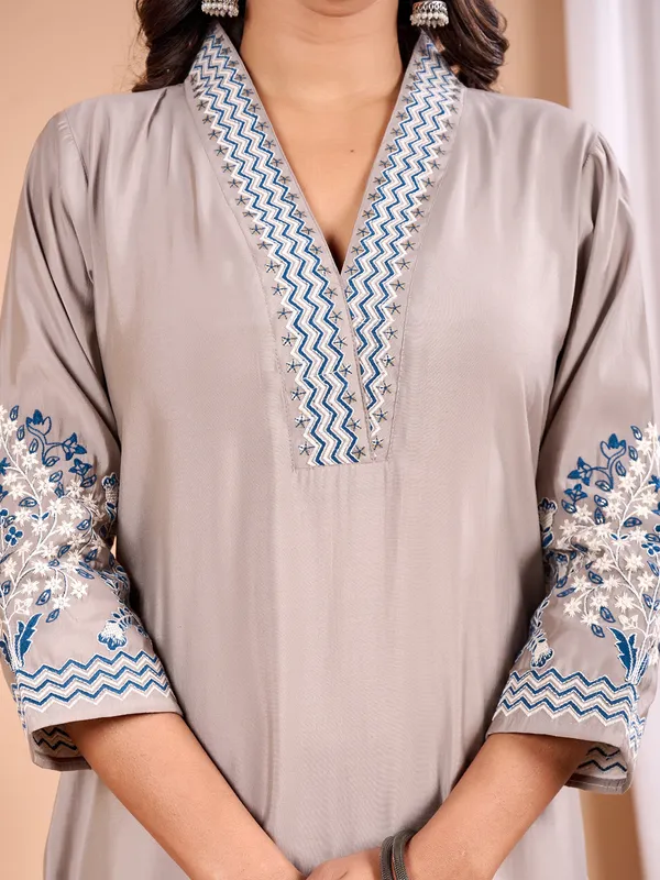 Beige casual wear silk kurti