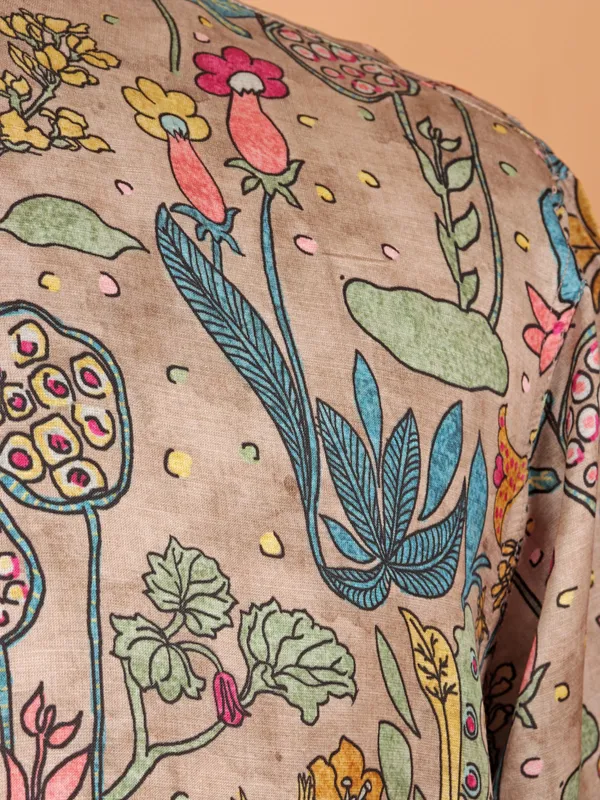 Beige cotton kurta suit with attractive print
