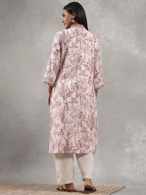 Beige cotton printed kurti for women
