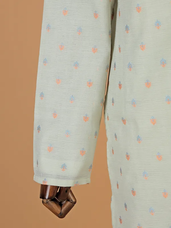 Beige cotton silk kurta suit for festive for men