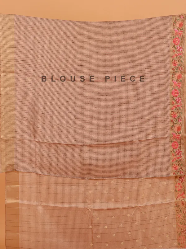 Beige cotton silk printed saree for women