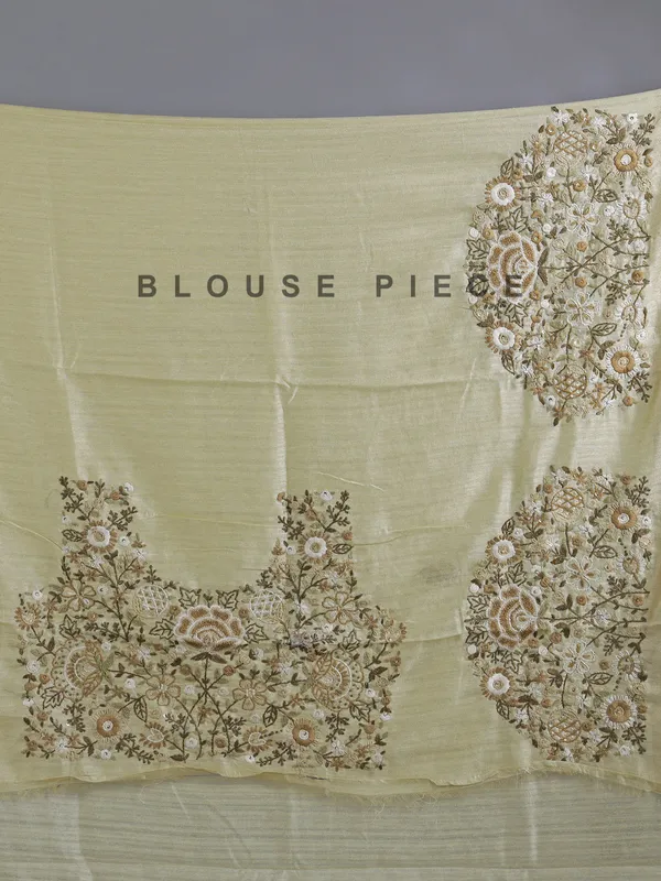 Beige cotton silk saree with thread work