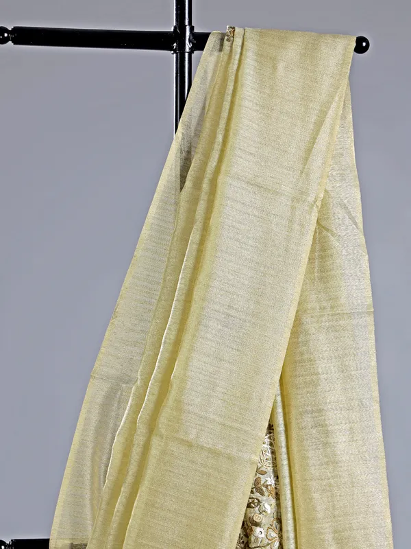 Pista green cotton silk saree with thread work