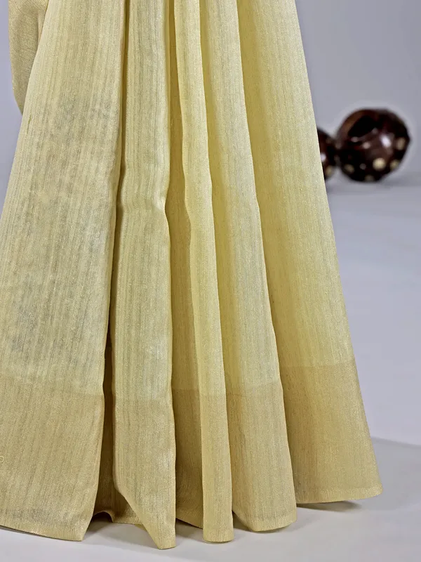 Pista green cotton silk saree with thread work