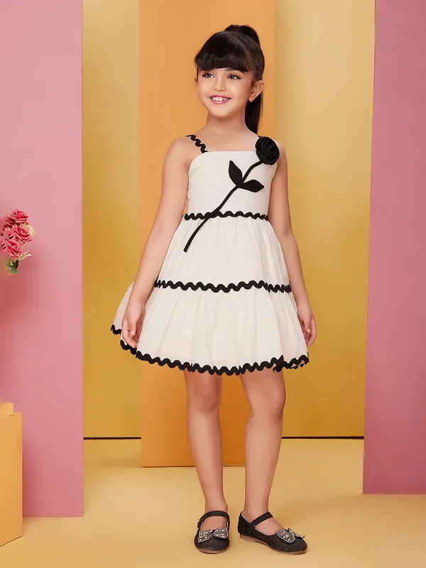 Beige cotton silk sleeveless frock