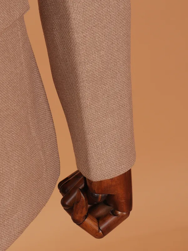 Beige cotton textured blazer for men