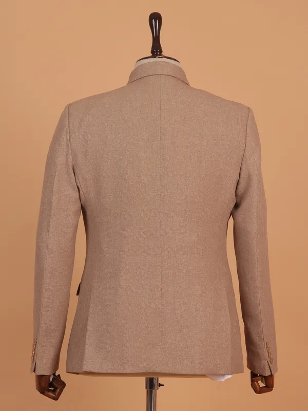 Beige cotton textured blazer for men