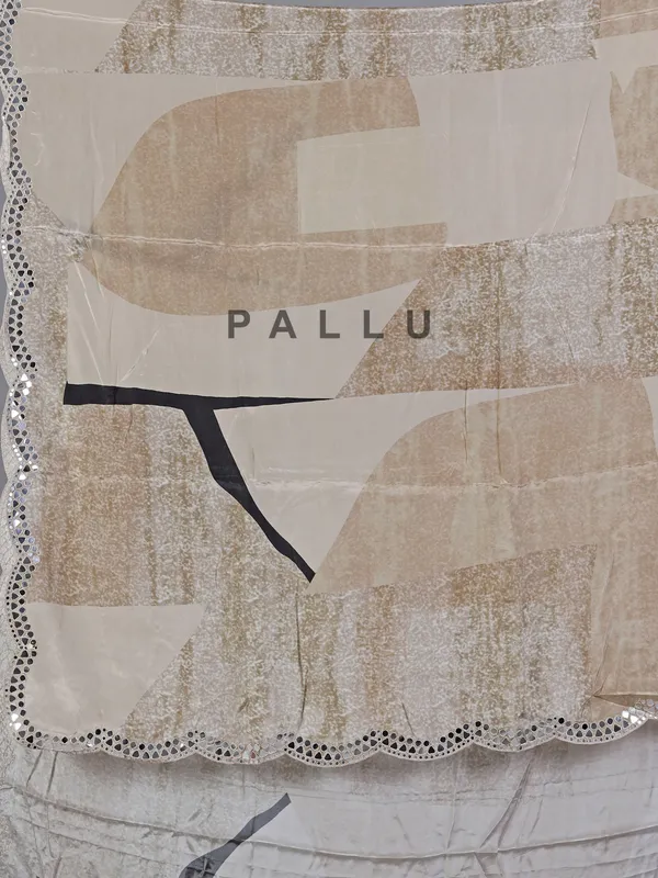 Beige crepe silk wedding wear saree