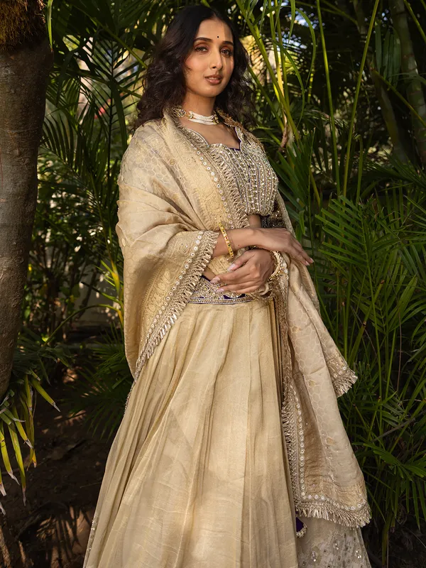 Beige Designer lahenga choli for wedding