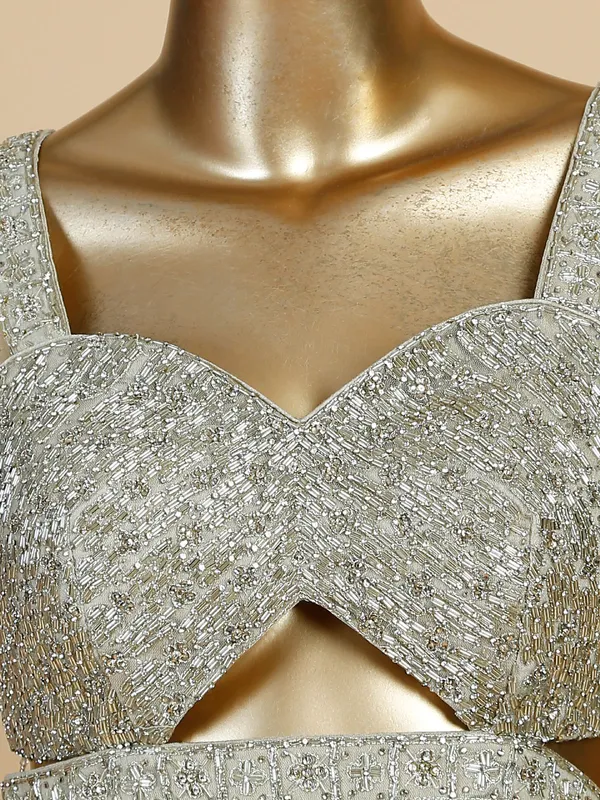 Beige designer lycra suit
