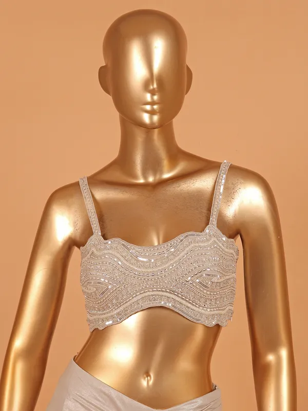 Beige designer party wera suit in lycra