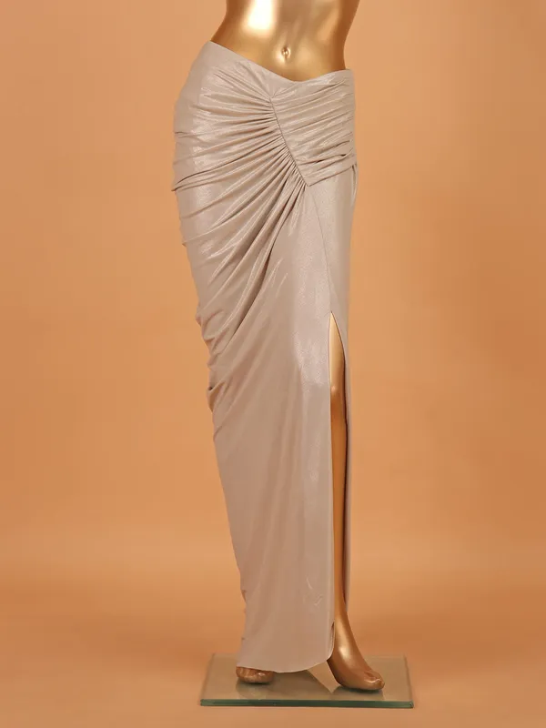 Beige designer party wera suit in lycra