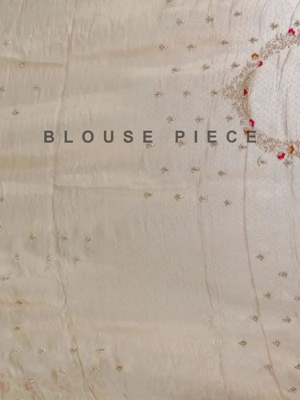 Beige dola silk saree with zari work