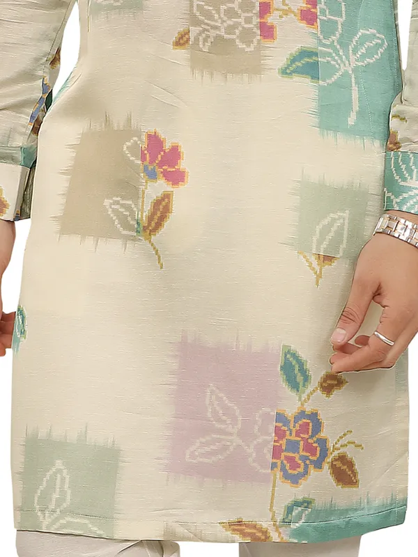 Beige ethnic wear kurta for men