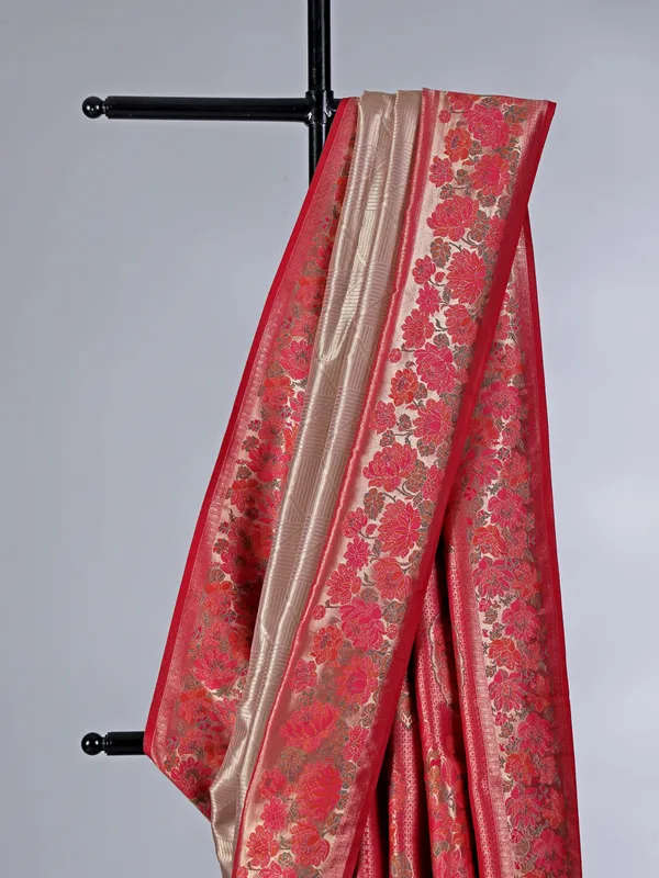 Beige festive wear saree in tissue silk