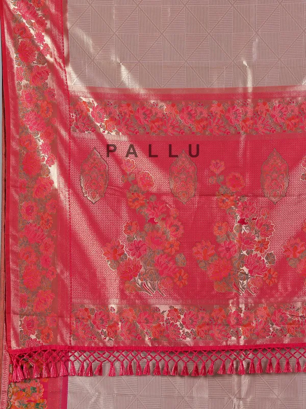 Beige festive wear saree in tissue silk
