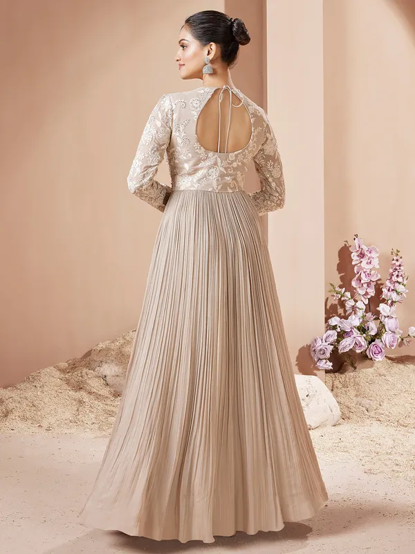 Beige georgette floor length anarkali suit