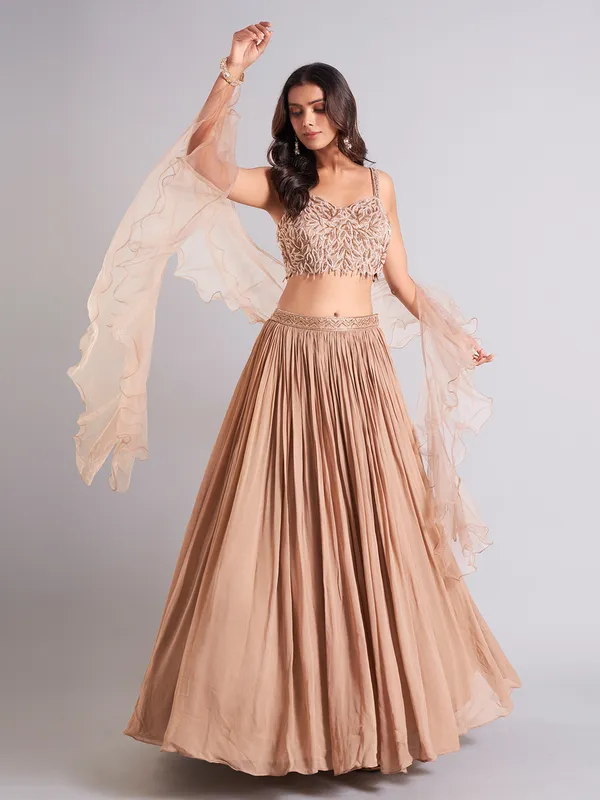 Beige georgette lehenga choli for wedding