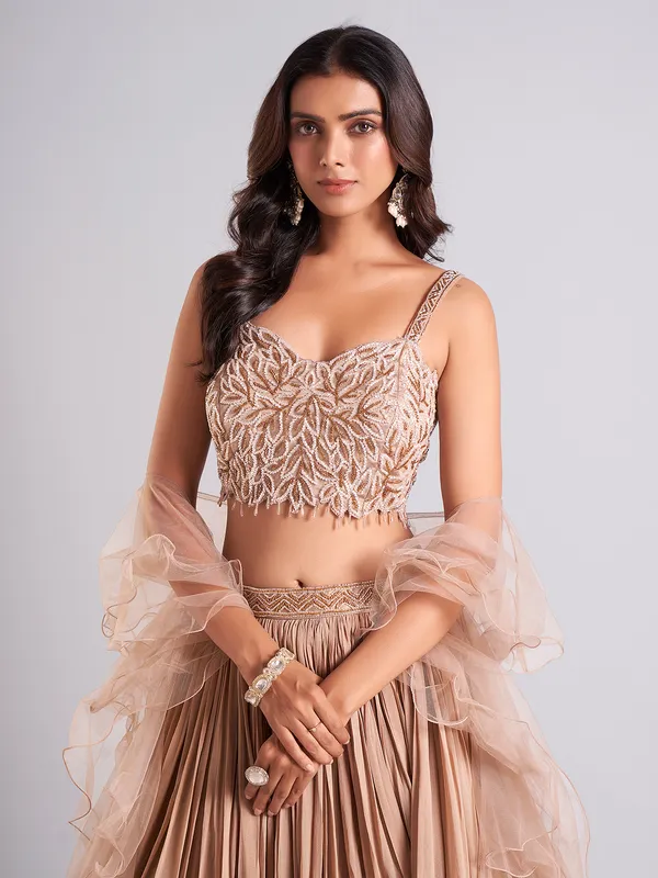 Beige georgette lehenga choli for wedding