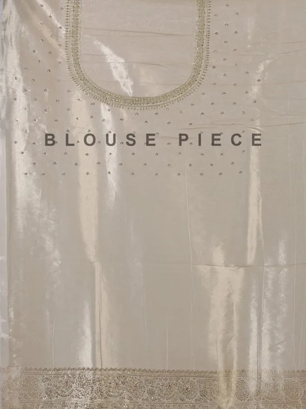 Beige kanjivaram silk saree with zari weaving