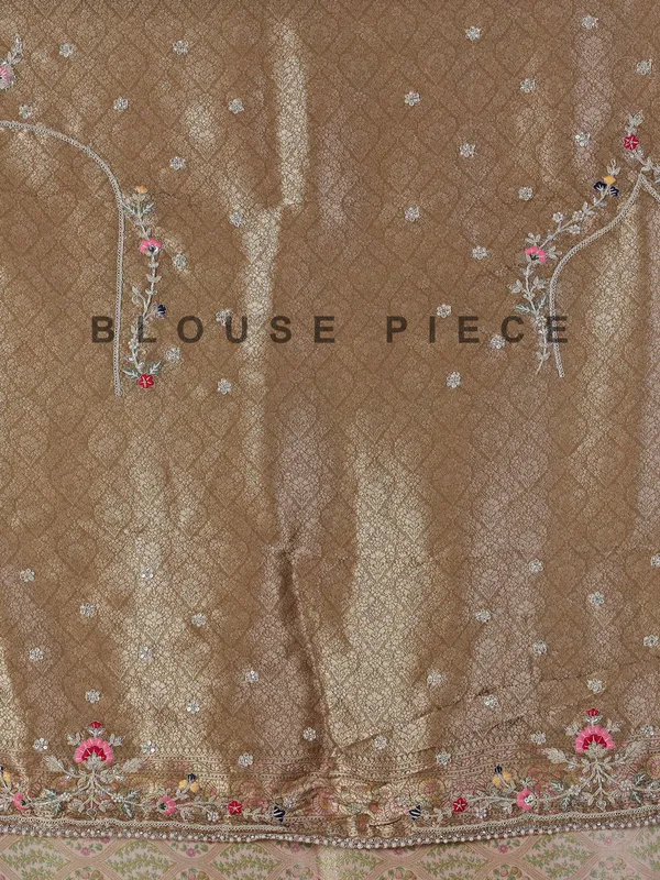 Beige kanjivaram silk wedding saree