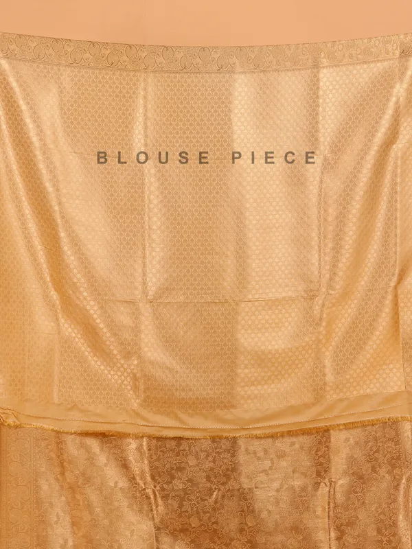 Beige kanjivaram silk zari weaving saree for festive