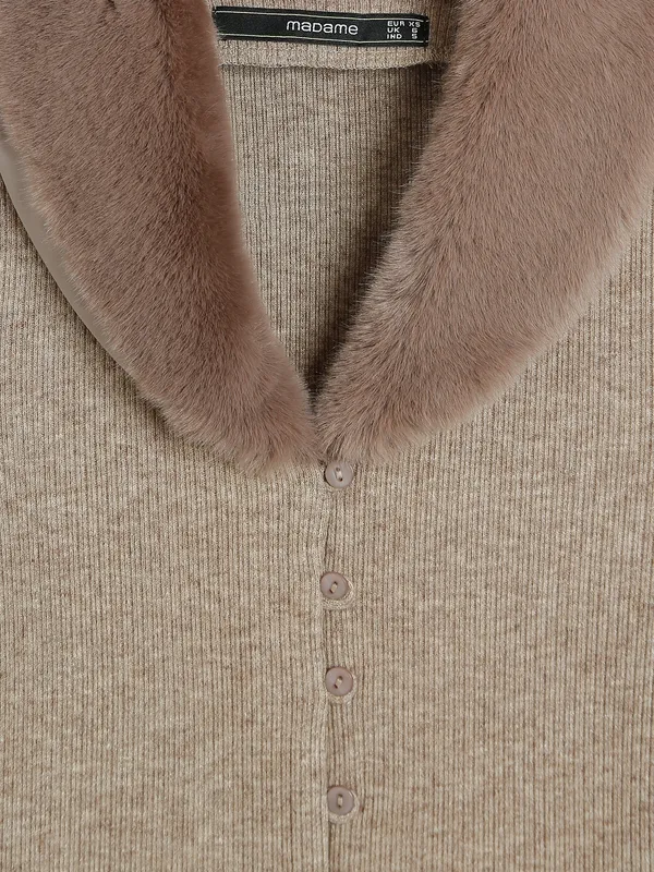 Beige knitted sweatshirt