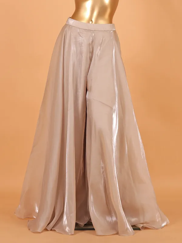 Beige palazzo suit in shimmering organza