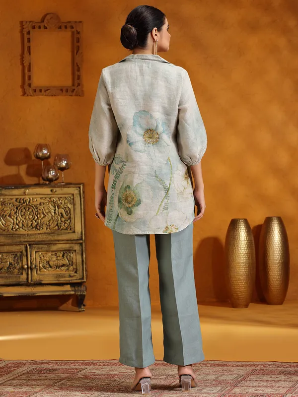 Beige printed cotton co-ord set