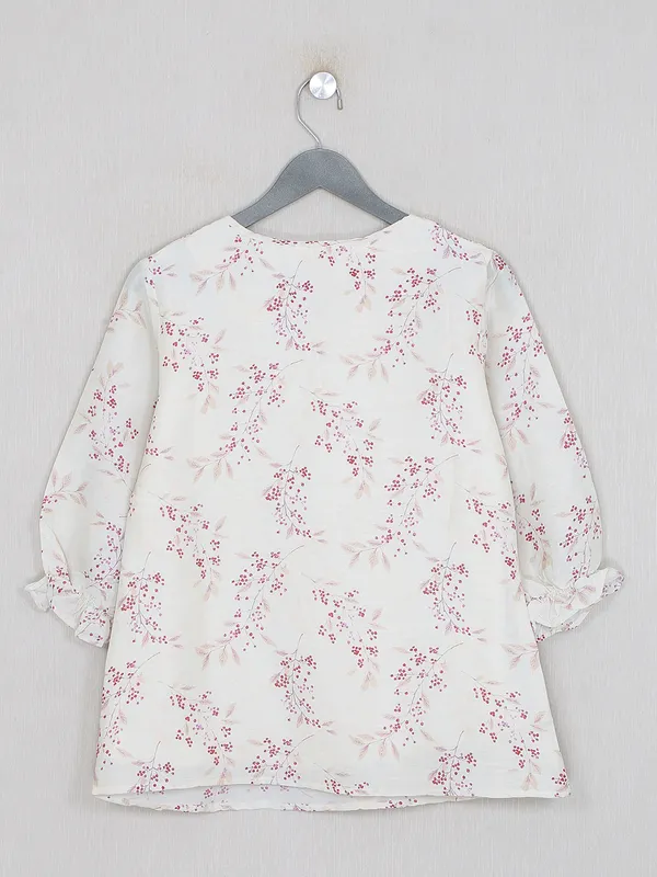 Beige printed cotton gorgeous casual wear top