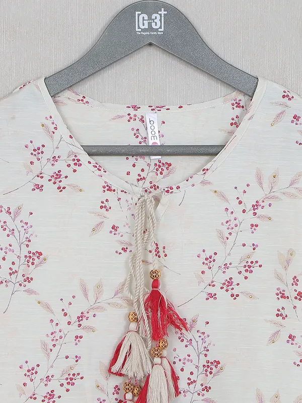 Beige printed cotton gorgeous casual wear top