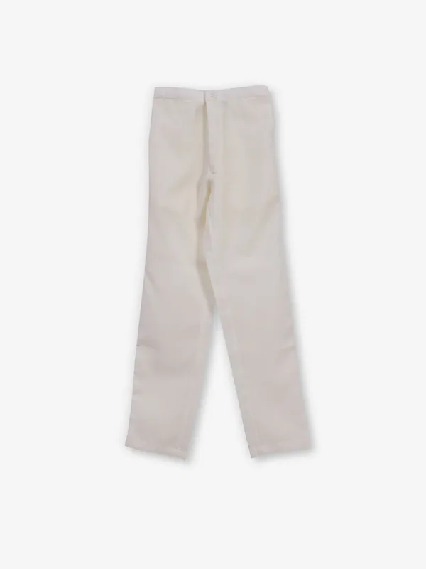 Beige printed indowestern for boys in cotton silk