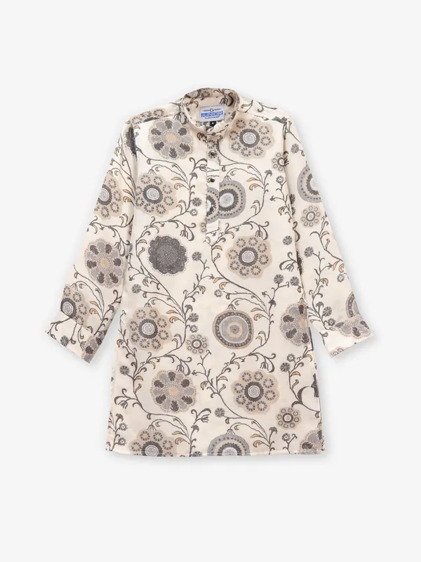 Beige printed kurta suit for festival for boys