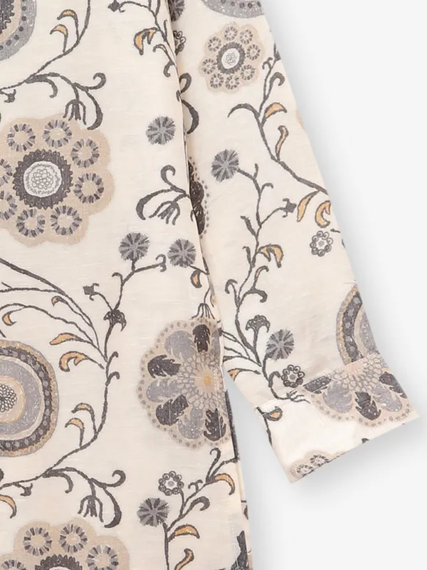 Beige printed kurta suit for festival for boys