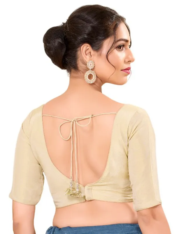 Beige ready made blouse in luxurious silk