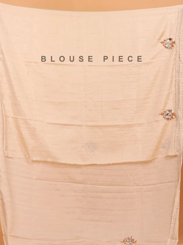 Beige semi cotton silk thread weaving saree