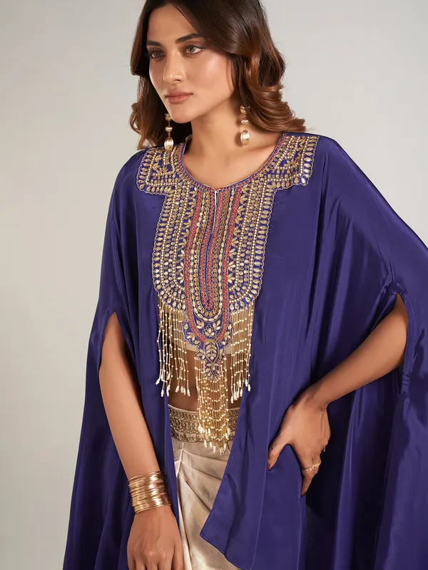 Beige silk designer indowestern suit