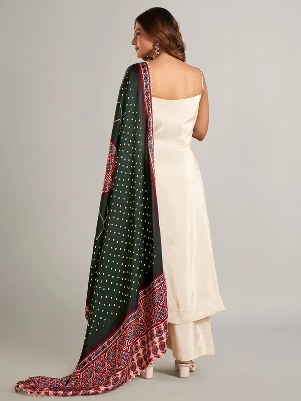 Beige silk palazzo suit for diwali