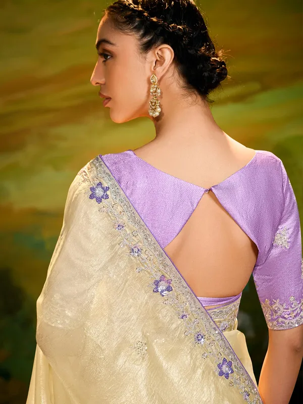 Beige silk saree for women wear