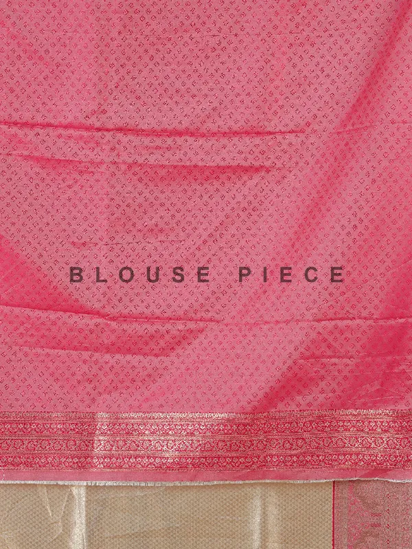 Beige silk saree with bold pink border