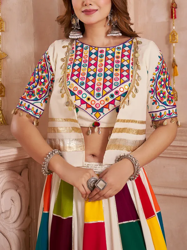 Beige sophisticated elegant jacket style chaniya choli