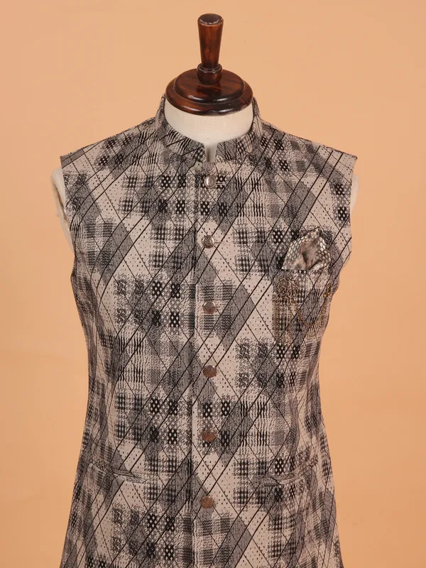 Beige tarry rayon waistcoat for men